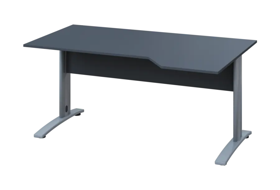 EZK 18 - 164 stůl kancelářský, rohový, pravý, kovová podnož stříbrná, deska 18 mm, široký 1600 mm, antracit